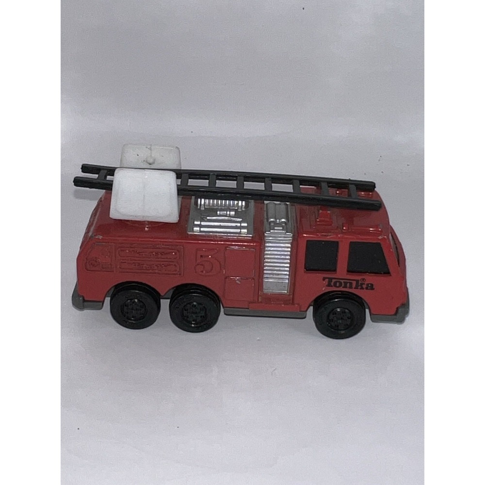 VINTAGE 1992 TONKA DIE CAST #5 FIRE TRUCK‎ W/ MOVING LADDER 4 INCH SMALL